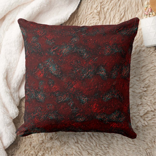 Rough and bumpy red with prominent wrinkles green  cushion (Blanket)