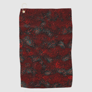 Rough and bumpy red with prominent wrinkles green golf towel