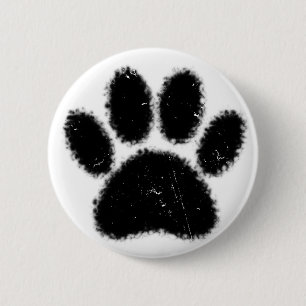 Rough And Distressed Dog Paw Print 6 Cm Round Badge