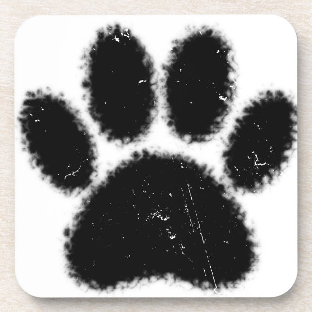 Rough And Distressed Dog Paw Print Coaster (Front)