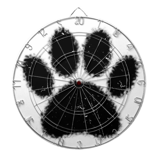 Rough And Distressed Dog Paw Print Dartboard (Front)