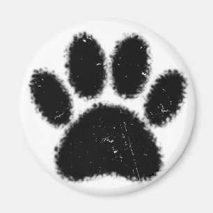 Rough And Distressed Dog Paw Print Magnet