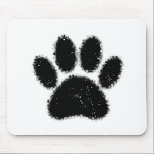 Rough And Distressed Dog Paw Print Mouse Pad