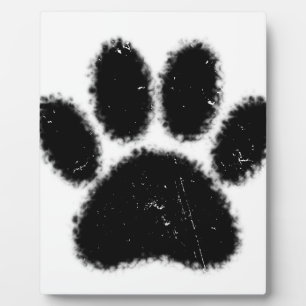 Rough And Distressed Dog Paw Print Plaque