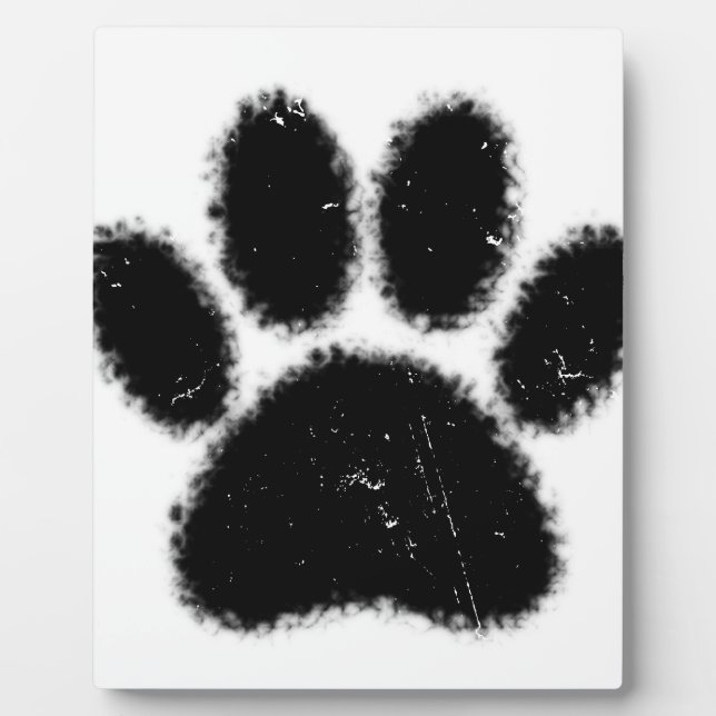 Rough And Distressed Dog Paw Print Plaque (Front)