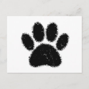 Rough And Distressed Dog Paw Print Postcard