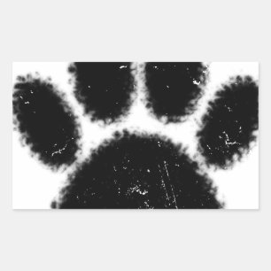 Rough And Distressed Dog Paw Print Rectangular Sticker