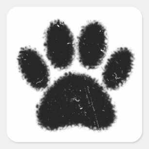 Rough And Distressed Dog Paw Print Square Sticker