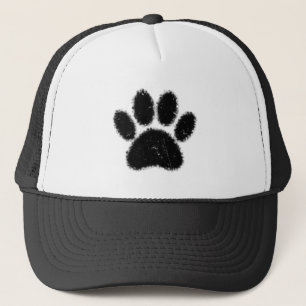 Rough And Distressed Dog Paw Print Trucker Hat