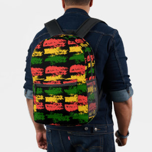 Rough And Rugged Rasta Stripes #2 Printed Backpack