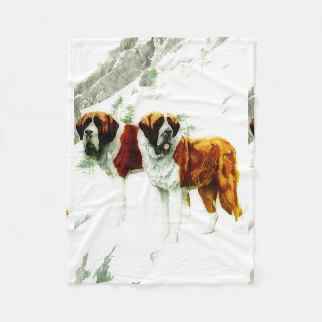 rough and smooth St Bernard - painting Fleece Blanket (Front)
