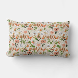 Rough Bamboo Floral Daisy Shamrocks Farmhouse Lumbar Cushion