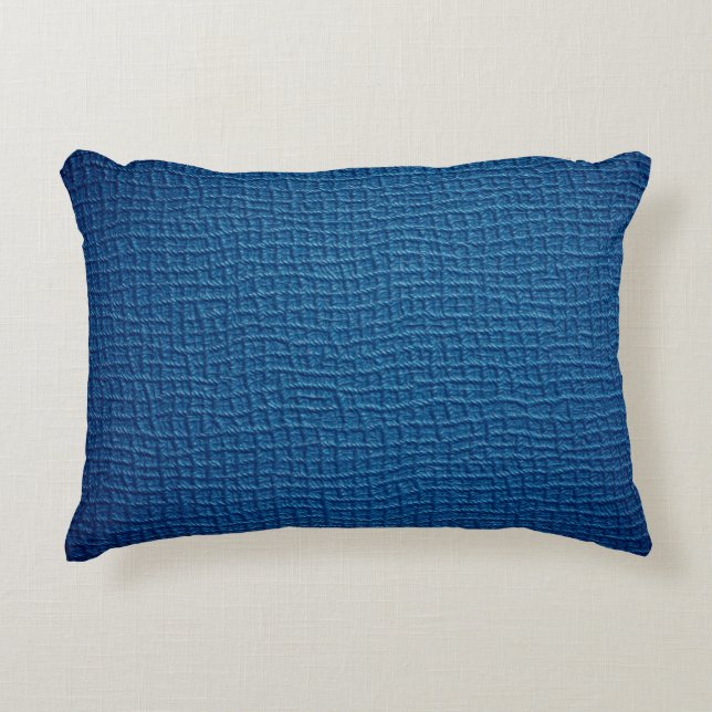 Rough blue leather decorative cushion (Front)