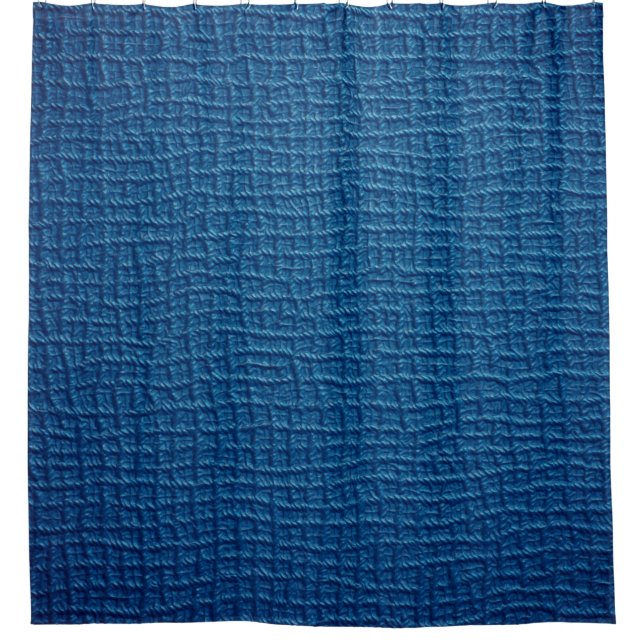 Rough blue leather shower curtain (Front)