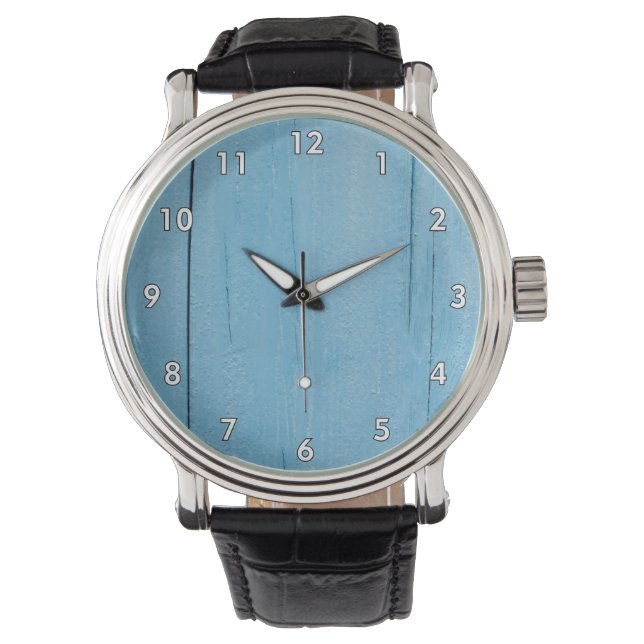 Rough Blue Painted Wood Panelling Watch (Front)