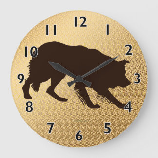 Rough Border Collie Shadow Wall Clock