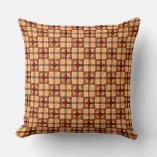 Rough brownish orange chess pieces forming squares cushion