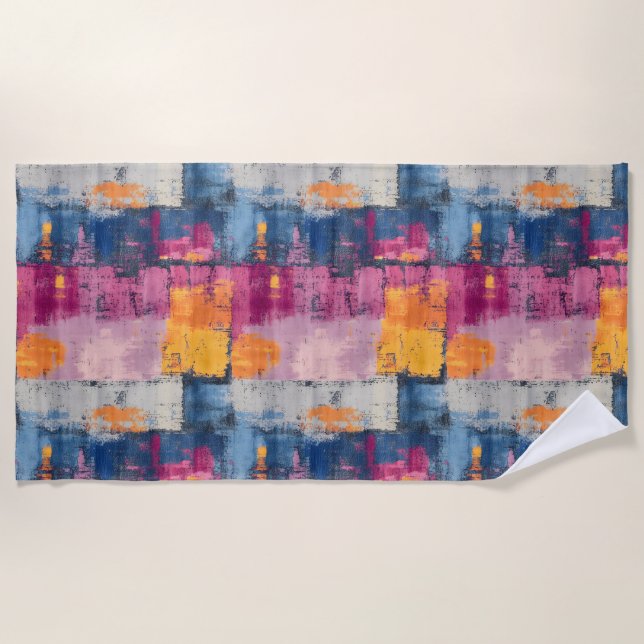 Rough Brushstroke Print Beach Towel (Front)