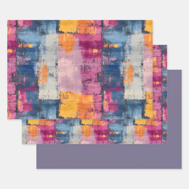 Rough Brushstroke Print Wrapping Paper Set (Set)