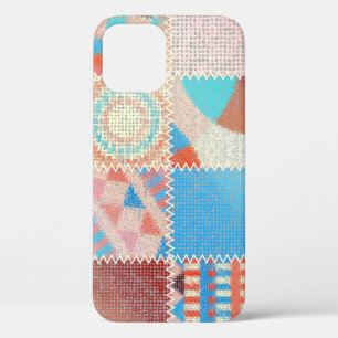 Rough Canvas Patchwork: Textured Vintage Pattern iPhone 12 Case