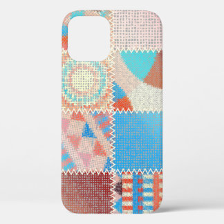 Rough Canvas Patchwork: Textured Vintage Pattern iPhone 12 Case