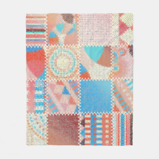 Rough Canvas Patchwork: Textured Vintage Pattern Fleece Blanket