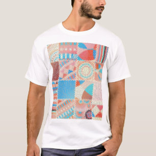 Rough Canvas Patchwork: Textured Vintage Pattern T-Shirt