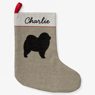 Rough Chow Chow Dog Silhouette Personalised Xmas Small Christmas Stocking