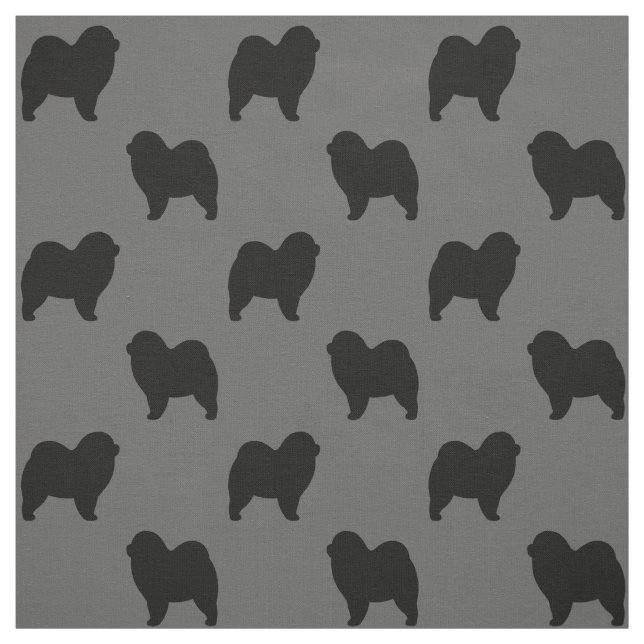 Rough Chow Chow Dog Silhouettes Patterned Fabric (Swatch)