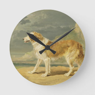 Rough-coated Collie, 1809 (oil on board) Round Clock