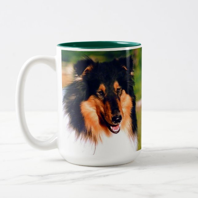 Rough Coated Collie Two-Tone Coffee Mug (Left)