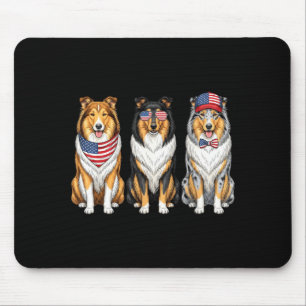 Rough Collie 4th Of July Aamerican Flag Dog Mouse Pad