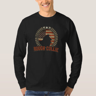 Rough Collie American Flag Usa Patriotic Dog T-Shirt