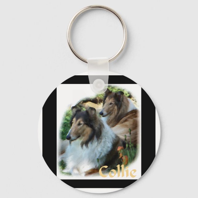 Rough Collie Art Gifts Key Ring (Front)
