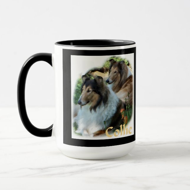 Rough Collie Art Gifts Mugs (Left)
