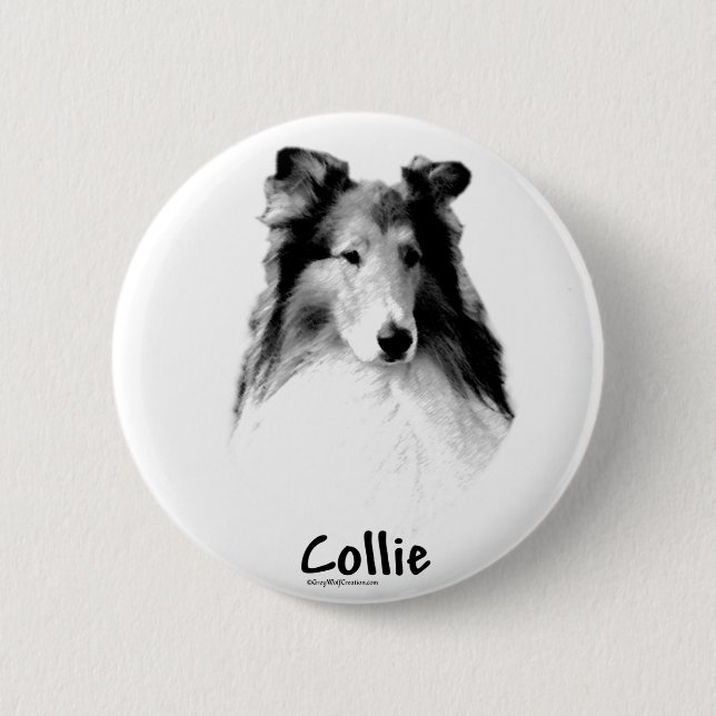 Rough Collie Charcoal 6 Cm Round Badge (Front)