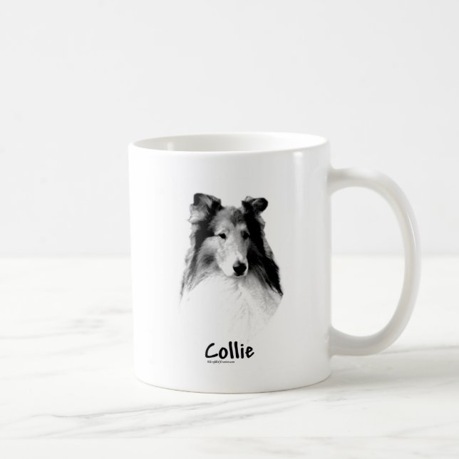 Rough Collie Charcoal Coffee Mug (Right)