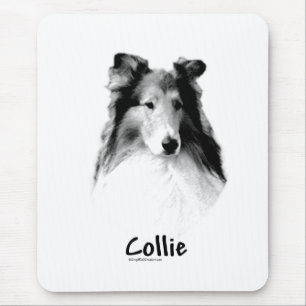 Rough Collie Charcoal Mouse Pad