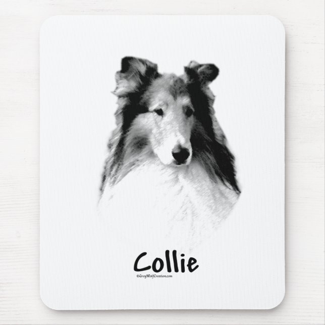 Rough Collie Charcoal Mouse Pad (Front)