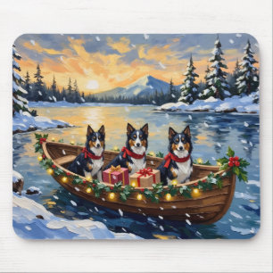 Rough Collie Christmas Boat Holiday Mouse Pad