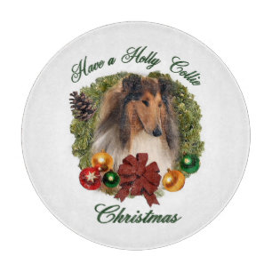 Rough Collie Christmas Cutting Board