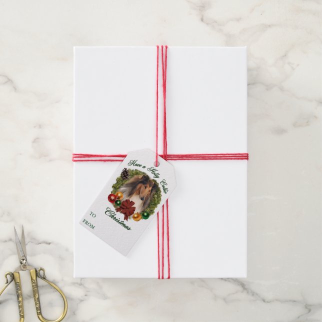 Rough Collie Christmas Gift Tags (With Twine)