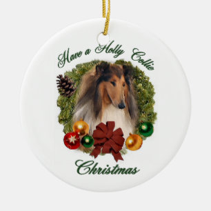 Rough Collie Christmas Gifts Ornaments