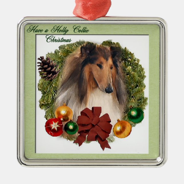 Rough Collie Christmas Gifts Ornaments (Front)