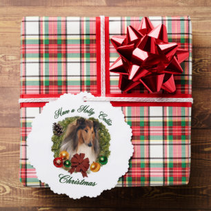 Rough Collie Christmas Gifts Tree Decoration Card