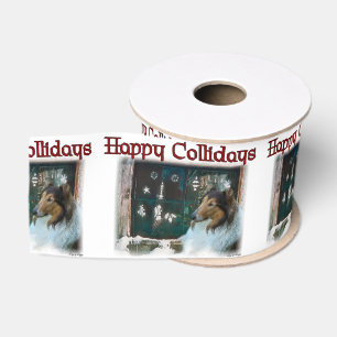 Rough Collie Christmas Grosgrain Ribbon