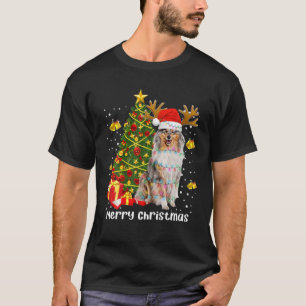 Rough Collie Christmas Lights Tree Santa Xmas Paja T-Shirt