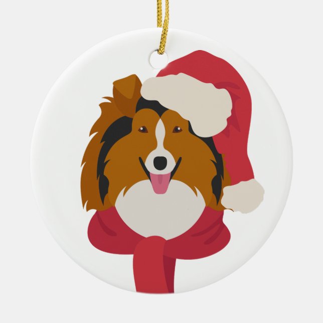 Rough Collie Christmas Ornament (Front)