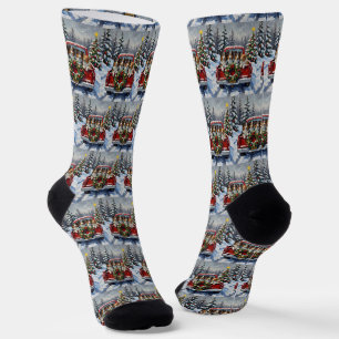 Rough Collie Christmas Red Truck Holiday Socks
