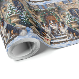 Rough Collie Christmas Scottish Highland Estate Wrapping Paper